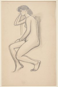 Sitzendes weibliches Modell, von der Seite gesehen