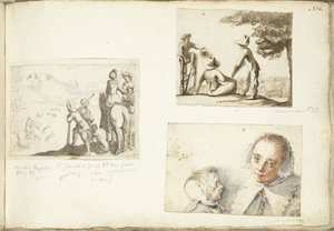 Jäger mit Falken, Hirtenjungen und Frau mit Kind