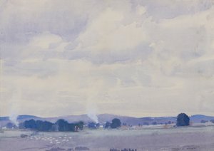 Schafland, Victoria, 1935 (Aquarell und Gouache auf Papier) von Harold Brocklebank Herbert