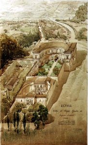 Eine perspektivische Ansicht der Villa di Papa Giulio in Rom von Harold Chalton Bradshaw