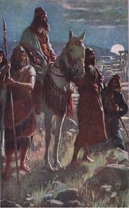 Nehemias Mitternachtsuntersuchung, Illustration aus Bilder, die lehren Die Kronenserie, 1920 von Harold Copping
