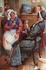 Sairey Gamp und Betsey Prig (Farblithographie) von Harold Copping