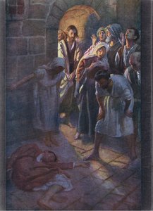 Der Sturz des Eutychus, Illustration aus Harold Copping Bilder: Die Kronen-Serie, ca. 1920er