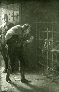 Der Mann im eisernen Käfig (Lithografie) von Harold Copping