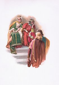 Das Treffen mit Rosenkranz und Güldenstern, Illustration aus Hamlet von Harold Copping