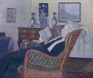 Innenraum mit der Mutter des Künstlers 1917-18 von Harold Gilman