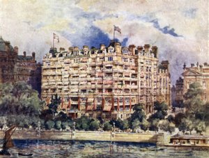 Die Flussfront des Savoy Hotels im Jahr 1889
