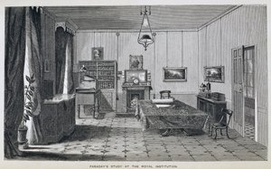 Michael Faradays Arbeitszimmer im zweiten Stock des Royal Institution, aus Henry Bence Jones