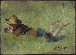 Junge im Gras liegend von Harriet Mary Ford