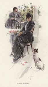 Mann wartet auf eine Antwort von einer jungen Frau von Harrison Fisher