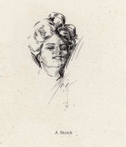 Federzeichnung Porträt einer Frau (Lithografie) von Harrison Fisher