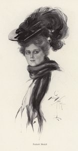 Porträt einer Frau mit großem Hut von Harrison Fisher