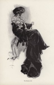 Porträt einer jungen Frau in einem langen Mantel und Kleid von Harrison Fisher