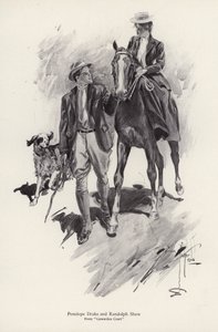 Zwei Charaktere, Penelope Drake und Randolph Shaw aus dem Roman Cowardice Court von George Barr McCutcheon (Lithografie)