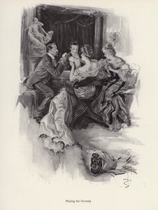 Zwei Paare spielen Karten auf einer Abendgesellschaft von Harrison Fisher