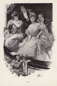 Zwei Frauen in einer Theaterloge konkurrieren um männliche Aufmerksamkeit von Harrison Fisher