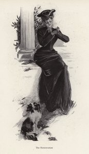Junge Frau und ihr Hund warten auf einen Ausritt von Harrison Fisher