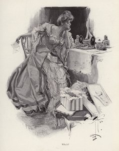 Junge Frau entscheidet sich zwischen zwei Verehrern (Lithografie) von Harrison Fisher