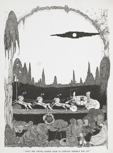 "Weg fuhr sie, kaum in der Lage, sich vor Freude zu fassen." Illustration zur Geschichte Aschenputtel oder der kleine Glasschuh. von Harry Clarke