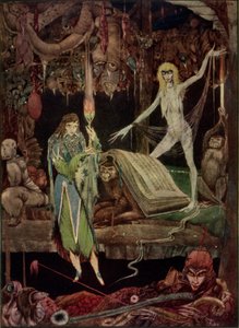 "Mir scheint, ein Millionen Narren im Chor / toben und werden nie müde", Illustration aus Faust von Goethe, übersetzt von John Anster von Harry Clarke