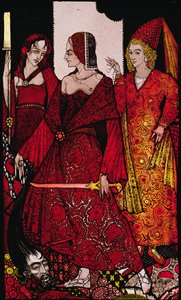 Königinnen, die die Schweine von Glanna schneiden... Illustration von Harry Clarke aus 