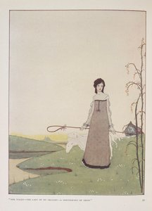 "Sie geht - die Dame meiner Freude - eine Schäferin der Schafe." Illustration für Die Schäferin von Alice Meynell. von Harry Clarke