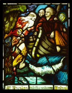 Das Treffen von St. Brendan mit dem unglücklichen Judas, 1911, Buntglasfenster von Harry Clarke (1889-1931) von Harry Clarke