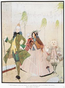 "Der Marquis gab den Prinzen die Hand und folgte dem König, der zuerst hinaufging." Illustration zur Geschichte 