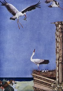 Der Storch, Märchen von Hans Christian Andersen (1805-1875), Illustration von Harry Clarke (1890-1931) von Harry Clarke