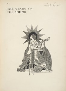 Unbetitelte Illustration. Eine Frau spielt ein Musikinstrument. von Harry Clarke