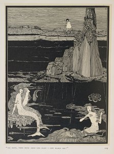 Beinahe! "Ganz allein, zwischen diesen Felsen - eines Nachts wäre ich fast!" Drei Meerjungfrauen von Harry Clarke