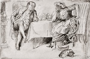 Clemency und Britain. "Du wirst nie heiraten, weißt du," sagte Mr. Britain. "Glaubst du wirklich, dass ich es nie tun werde?" sagte Clemency. "Keine Chance!" "Nur zu denken!" sagte Clemency. "Nun! Ich nehme an, du meinst Britain, eines Tages, oder?" Illu