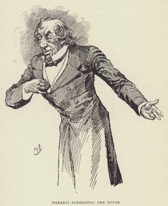Disraeli spricht vor dem Haus von Harry Furniss