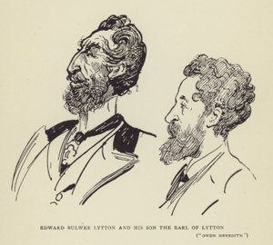Edward Bulwer Lytton und sein Sohn, der Earl of Lytton, Owen Meredith von Harry Furniss