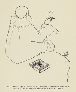 Einladungskarte entworfen von Aubrey Beardsley für das Smoke, das den Bodley Head einweihte von Harry Furniss