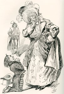 Major Tpschoffki. Illustration von Harry Furniss für eine Charles Dickens Weihnachtsgeschichte, Going Into Society, aus der Testimonial Edition, veröffentlicht 1910.