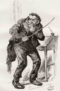 Mr. Squeers. Illustration von Harry Furniss für den Charles Dickens Roman Nicholas Nickleby, aus der Testimonial Edition, veröffentlicht 1910.