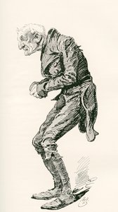 Old Chuffey. Illustration von Harry Furniss für den Charles Dickens Roman Martin Chuzzlewit, aus der Testimonial Edition, veröffentlicht 1910.