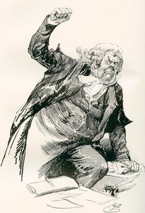 Sergeant Buzfuz. Illustration von Harry Furniss für den Charles Dickens Roman Die Pickwickier, aus der Testimonial Edition, veröffentlicht 1910