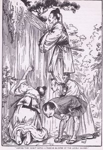 In der Hoffnung, einen Blick auf die schöne Jungfrau zu erhaschen (aus Tochter des Mondes) von Harry George Theaker