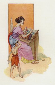 Penelope mit ihrem Sohn Telemachus von Harry George Theaker