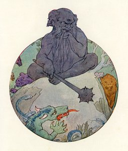 Der große schwarze Riese blickte finster auf Sir Gawaine von Harry George Theaker