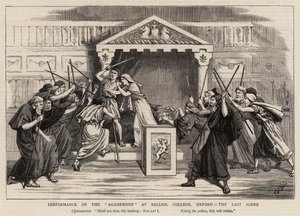 Aufführung des Agamemnon am Balliol College, Oxford, die letzte Szene von Harry Hamilton Johnston