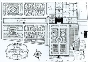 Ein Plan der Gärten von Belton House, Lincolnshire, wie sie früher existierten, ca. 1900 von Harry Inigo Triggs