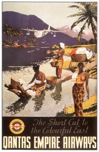 Werbung für Qantas Empire Airways, Postkarte, ca. 1950-1954 (Plakat) von Harry J. Weston