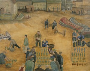 Fischverkauf, 1938 von Harry Mitten Wilson