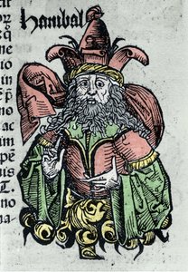 Porträt von Hannibal oder Annibal Barca (247 v. Chr. - 183 v. Chr.), karthagischer General und Staatsmann. Xylographie aus den „Chroniken von Nürnberg“ von Hartmann Schedel