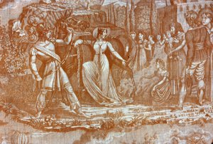 Le Solitaire au Pont du Torrent (Der Einsiedler an der Brücke über den Wildbach) (Möbelstoff) von Hartmann et Fils