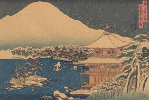 Kinkakuji im Schneefall, Mitte des 19. Jahrhunderts von Hasegawa Sadanobu