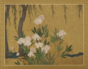 Pfingstrosen und Weiden, Momoyama- oder Edo-Periode, frühes 17. Jahrhundert